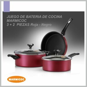 Bateria de cocina 5 piezas Roja – Negro  MARMICOC B3PDP-RJ-NG