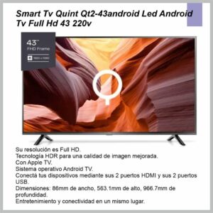 Smart Tv QUINT 43” QT2-43ANDROID FULL HD