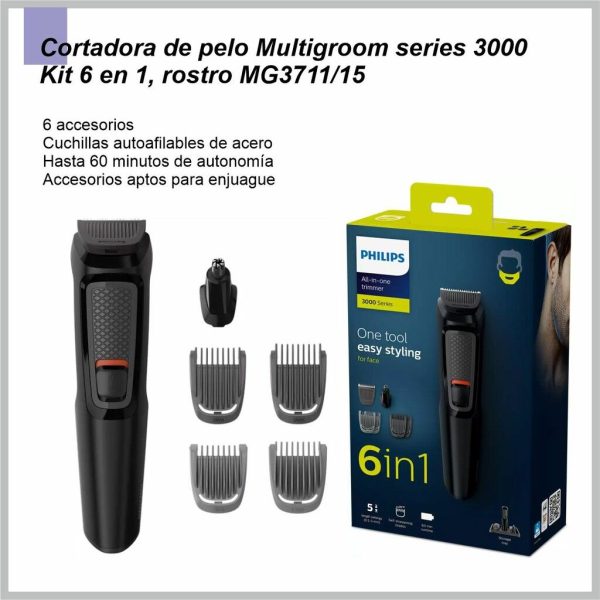 Cortabarba PHILIPS Multigroom Kit  profesional 6 accesorios MG3711/15
