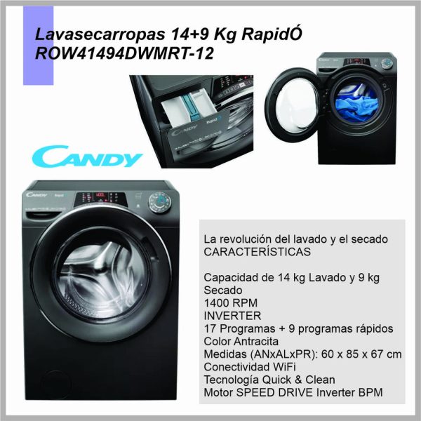 LavaSecarropas CANDY Front 14 + 9kg 1400rpm ROW41494DWMRT