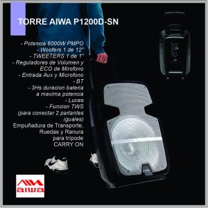 Torre AIWA AW-P12000-SN bluetooth 6000W
