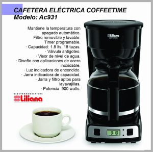 Cafetera electrica LILIANA digital cofeetime AAC931