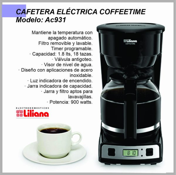 Cafetera electrica LILIANA digital cofeetime AAC931