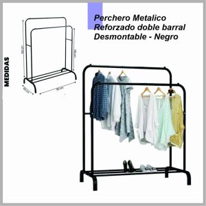Perchero movil doble barral Negro HOG0131  – TM0062