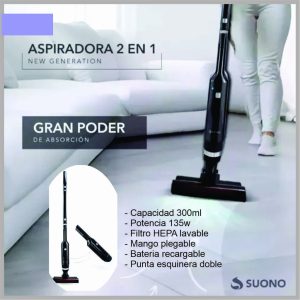 Aspiradora 2 en 1 SUONO 135w DC 0,3L C/bas negra HOG0174NEG