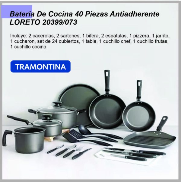 Bateria de cocina TRAMONTINA loreto 40 piezas 20399/073