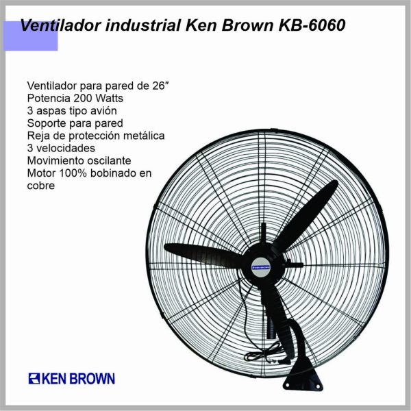 Ventilador Pared KEN BROWN 26' INDUSTRIAL KB-6060