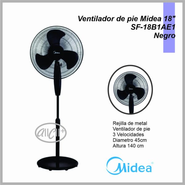 Ventilador de pie MIDEA 18'' Negro SF-18B1AE1