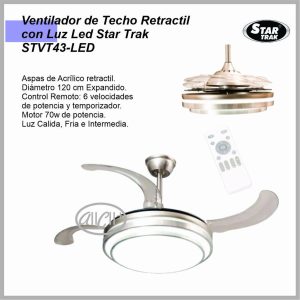 Ventilador STAR TRAK 3 de techo retractil STVT43-LED