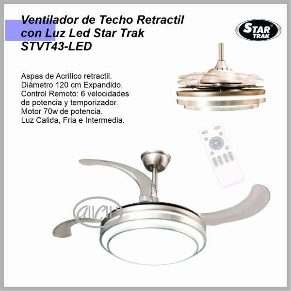 Ventilador STAR TRAK 3 de techo retractil STVT43-LED