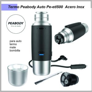 Termo electrico PEABODY para auto negro con bombilla integrada PE-ETL500N