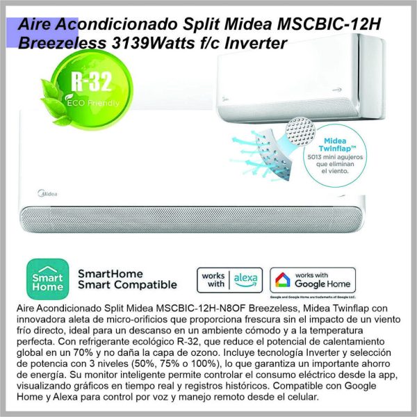 Aire acondicionado Split MIDEA BreezelesE 3139 MSCBIC-12H-N80F