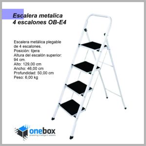Escalera Metalica reforzada plegable ONEBOX 4 escalones 150kg OB-E4