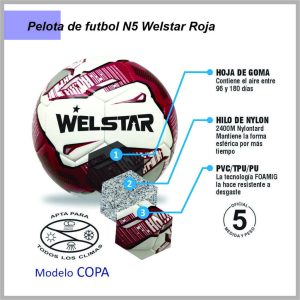 Pelota de Futbol Nº5 tricapa ball-metro  WELSTAR bordó