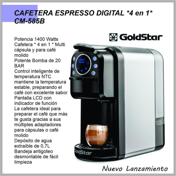 Cafetera Espresso Digital 4 en 1 GOLDSTAR CM-585B