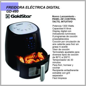 Freidora de Aire GOLDSTAR digital 6lts GD480