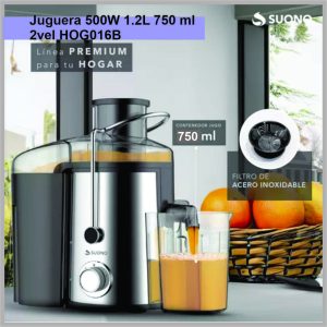 Juguera SUONO 500w 1.2lts/750ml 2 vel negro HOG0168