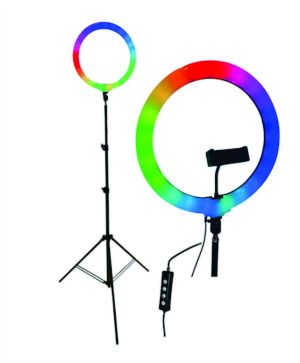 Aro de luz SUONO RGB 30cm blanco + Tripode para aro de luz ILU006 gris HOG0144