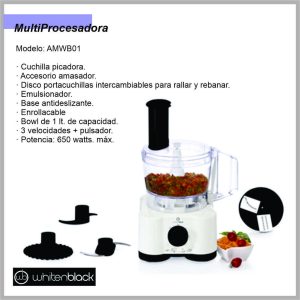 Multiprocesadora Blanca  WHITENBLACK 650W + Acc.WBAMWB01