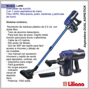 Aspiradora ciclonica ASPISTICK LILIANA LLA950