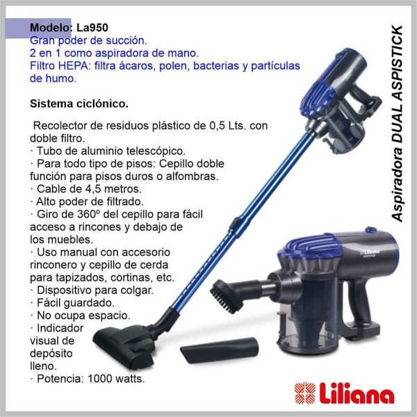 Aspiradora ciclonica ASPISTICK LILIANA LLA950