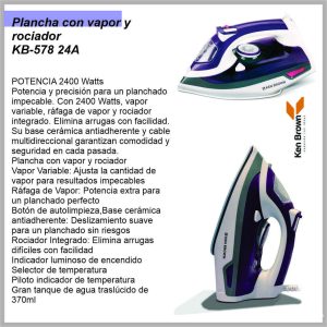 Plancha a vapor Base ceramica KEN BROWN KB-578 24A
