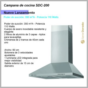 Campana de cocina SERIE DORADA Acero inox. SDC-200
