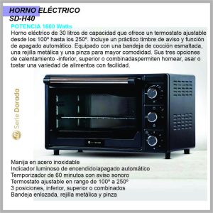 Horno Electrico 30L SERIE DORADA SDH-40