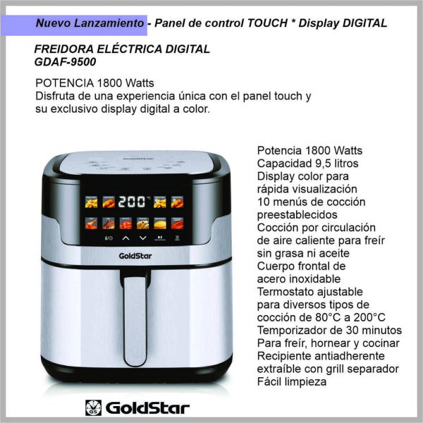 Freidora de aire digital Tactil GOLDSTAR GDAF-9500