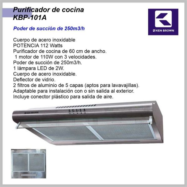 Purificador de cocina acero KEN BROWN KBP-101A