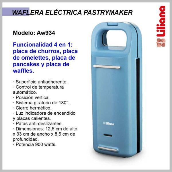 Wafflera LILIANA 4 en 1 900w AAW934