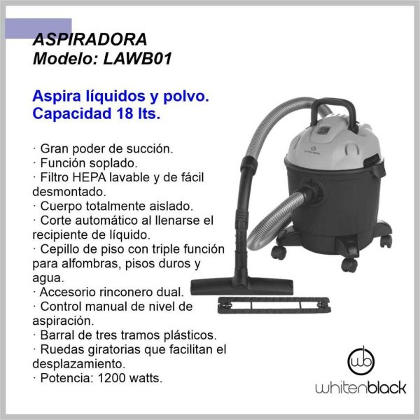 Aspiradora liquidos  WHITENBLACK 1200w WBLAWB01