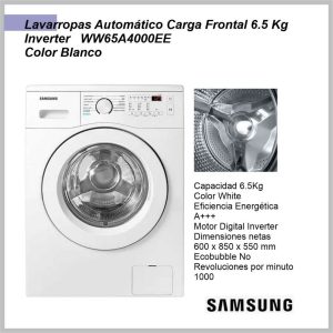 Lavarropas SAMSUNG WW65A4000EE 6,5kg 1000rpm White Inverter