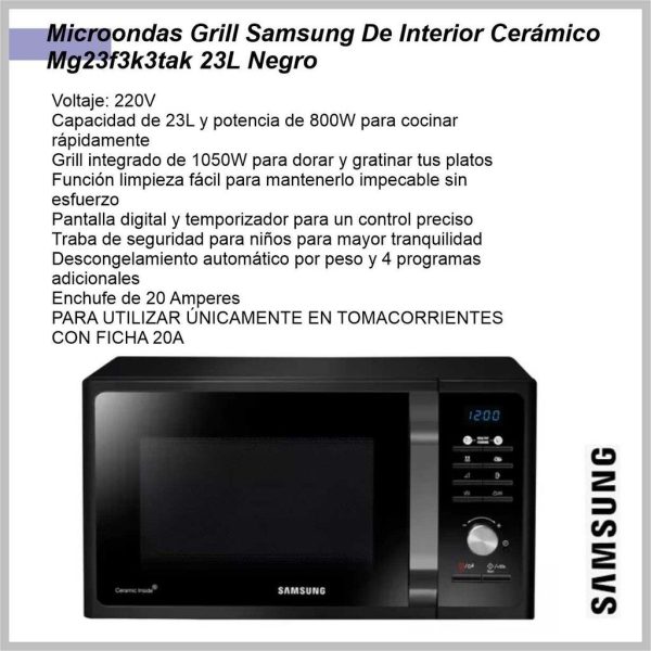 Microondas Samsung MG23F3K3TAK/BG
