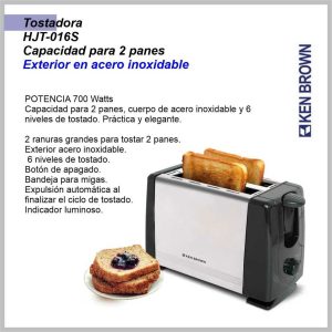 Tostadora 2 Panes KEN BROWN HJT016S