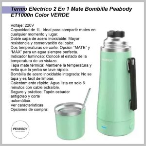 Termo Electrico PEABODY PE-ET1000V VERDE