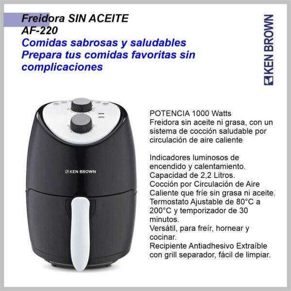 Freidora de Aire KEN BROWN-AF220  2,2Litros Negra - Imagen 2