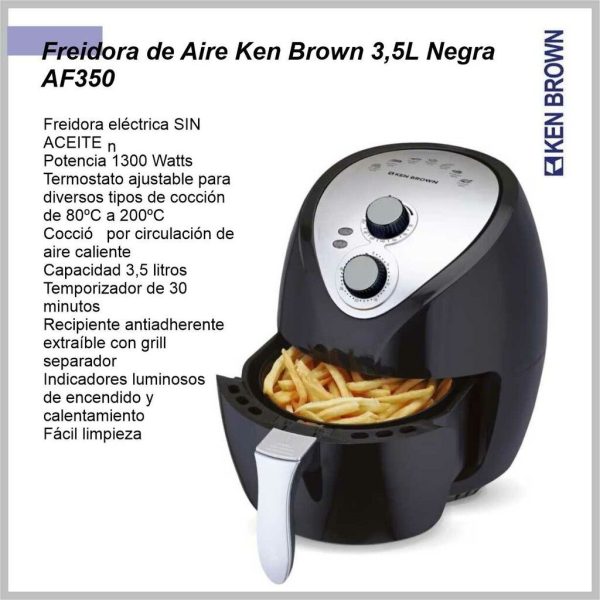 Freidora de Aire KEN BROWN-AF-350 3,5 Litros Negra