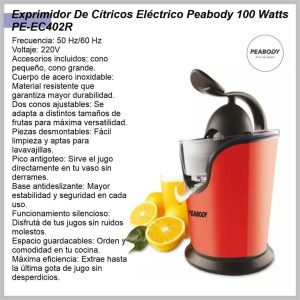Exprimidor de citricos PEABODY Rojo PE-EC402R