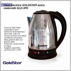 Pava electrica GOLDSTAR acero mate/café GLD-3PE
