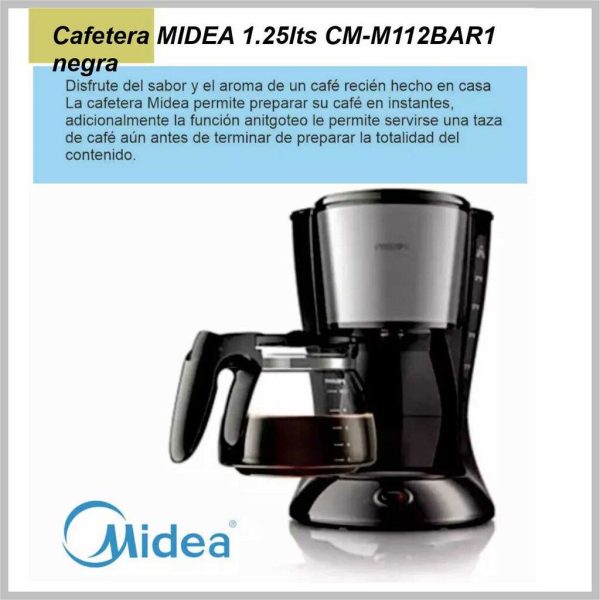 Cafetera MIDEA  1.25lts CM-M112BAR1 negra