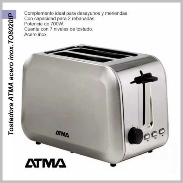 Tostadora ATMA acero inox.TO8020IP