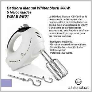 Batidora WHITENBLACK 300w 5 velocidades batidor amasador WBABWB01