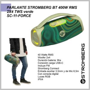 Parlante STROMBERG bluetooth 400w RMS 2×4 tws verde SC-11-FORCE-VE FORCE