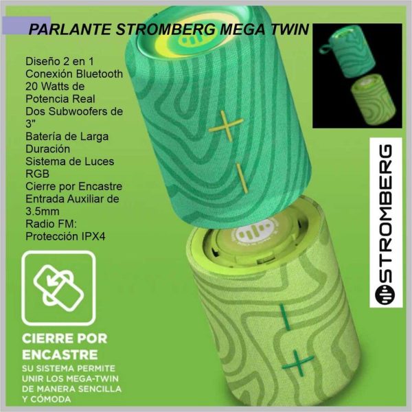 Parlante STROMBERG bluetooth MEGA TWIN SC-11-MGTWN-W tws 2 x 15w rms