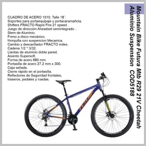 Bicicleta FUTURA MTB R29 Cheetah acero susp del disc 21V Naranja/Negra  5188