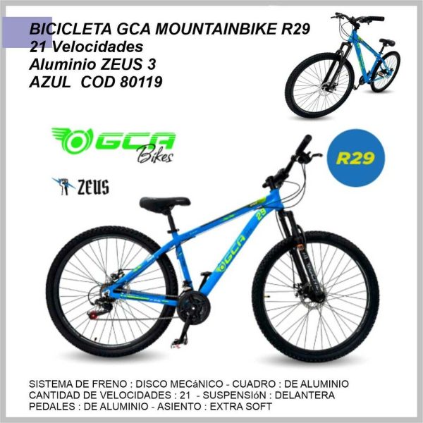Bicicleta GCA Mountainbike R29 21 velocidades aluminio Zeus 3 azul 80119