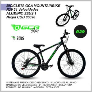 Bicicleta GCA Mountainbike R29 21 velocidades aluminio Zeus 1 negra 80096
