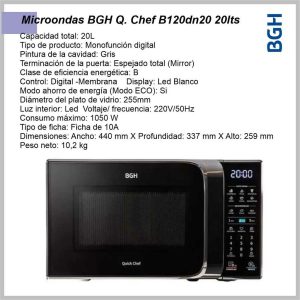Microondas 20lts BGH digital grill negro B120DN20I