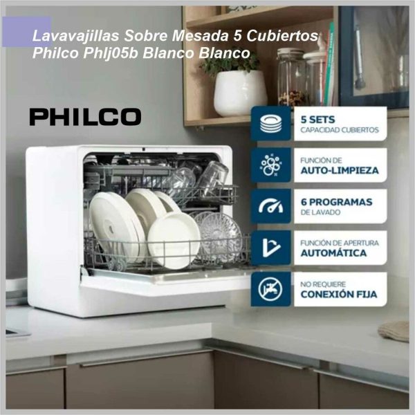 Lavavajillas PHILCO 5 cubiertos blanco PHLJ05B